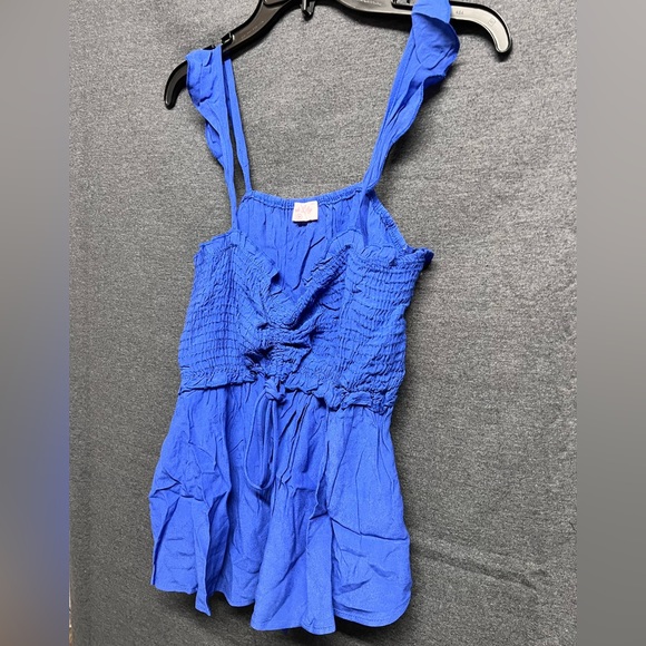 💥3/$15💥NEW - Pink Lily Live Out Your Destiny Smocked Blue Tank - Medium - Picture 5 of 6